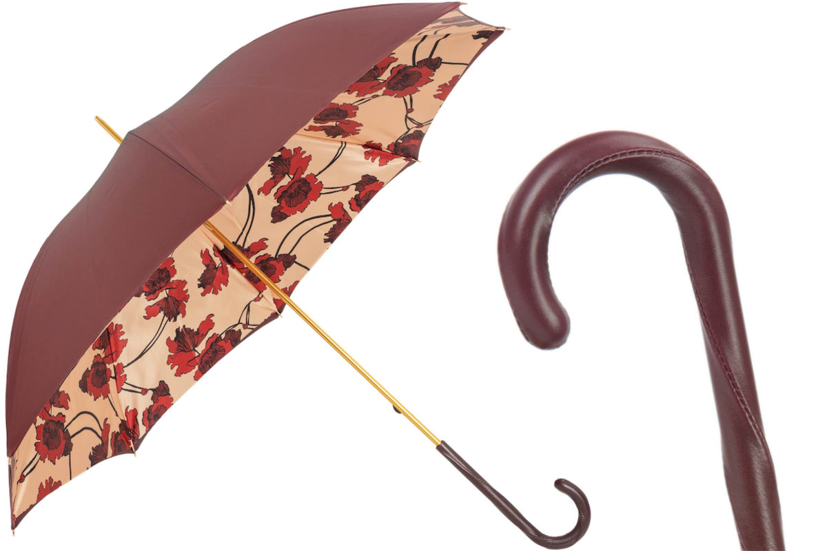 Pasotti Flowered Burgundy Umbrella