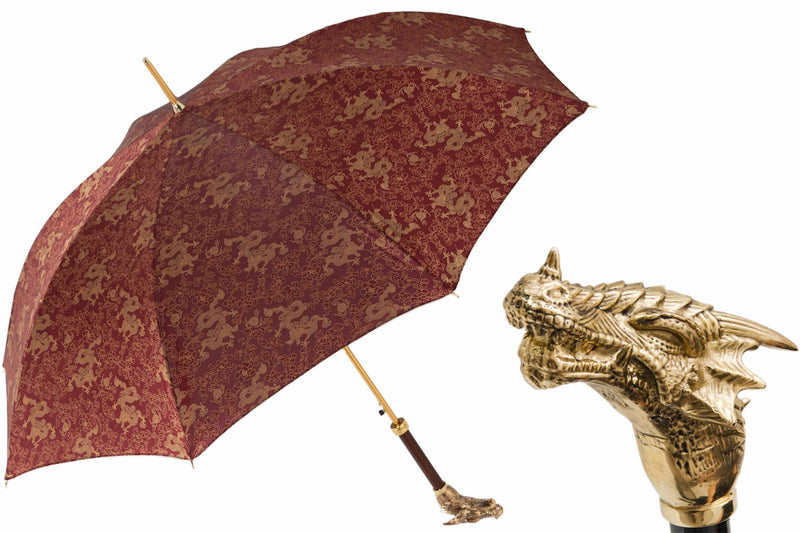 Pasotti Golden Dragons Burgundy Umbrella