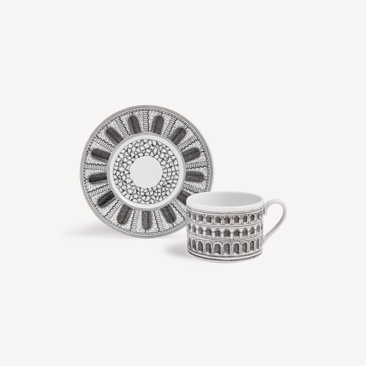 Fornasetti Tea cup Architettura — White / black
