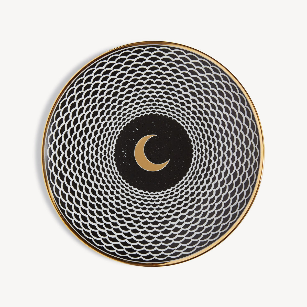 Fornasetti Plate Lunocentrica — White / black / gold